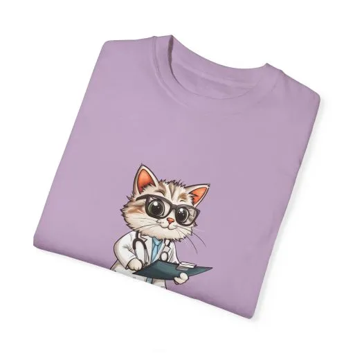 Funny Cat Doctor Unisex Garment-Dyed T-Shirt - Image 57
