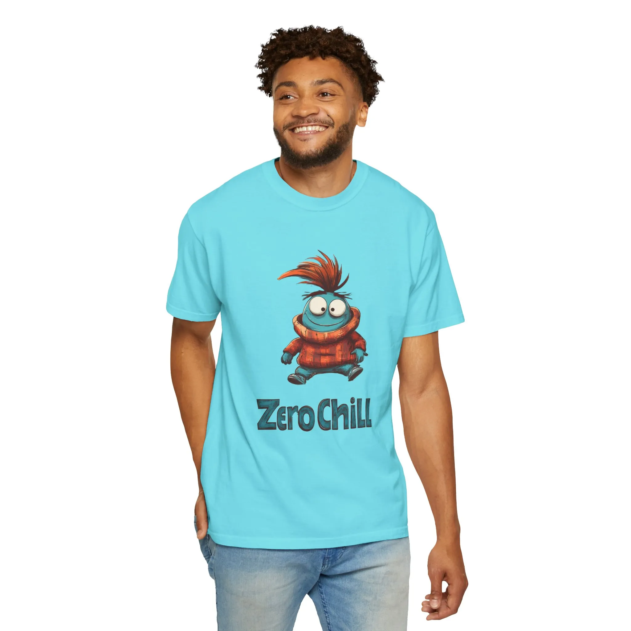 Unisex Garment-Dyed T-Shirt - 'Zero Chill' Fun Character Design - Image 16