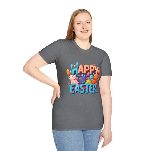 Happy Easter Unisex Softstyle T-Shirt - Fun Spring Bunny Design - Image 19