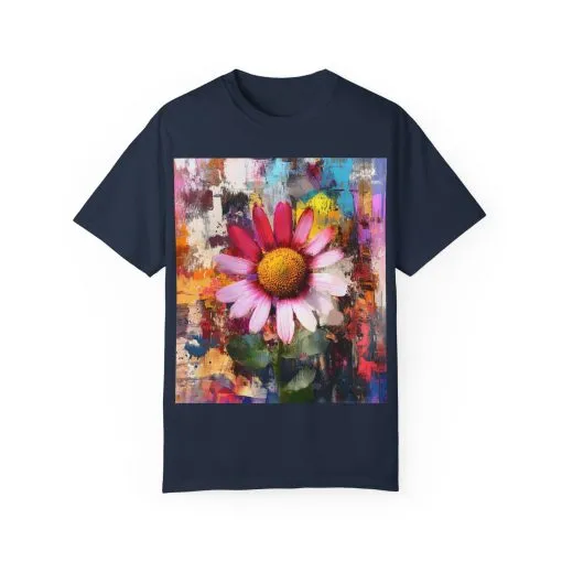 Colorful Floral Art Unisex Garment-Dyed T-Shirt - Image 21