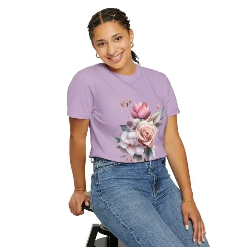 Floral Bouquet Unisex Garment-Dyed T-Shirt - Perfect for Spring Celebrations - Image 20