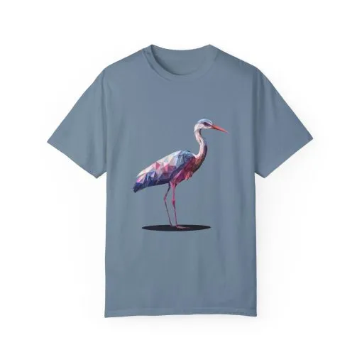 Geo Crane Unisex Garment-Dyed T-Shirt – Stylish Bird Graphic Tee for Nature Lovers - Image 36