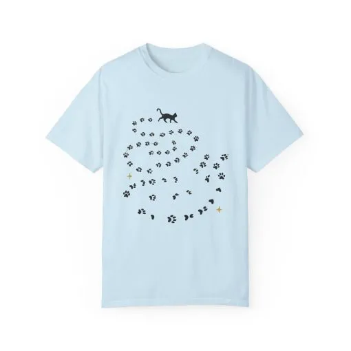 Whimsical Cat and Paw Print T-Shirt for Animal Lovers - Image 21