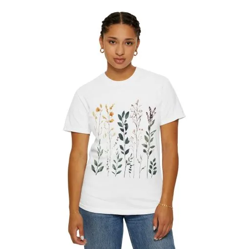 Floral Garden Unisex Garment-Dyed T-Shirt - Nature-Inspired Tee