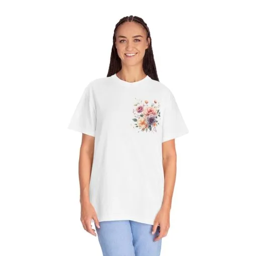 Floral Unisex Garment-Dyed T-shirt - Soft Summer Vibes - Image 3