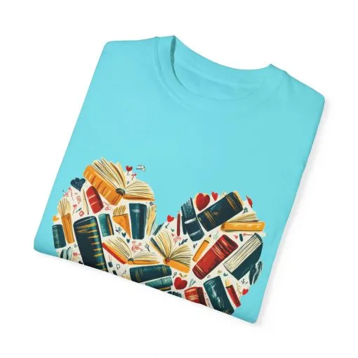 Book Lover's Heart Unisex Garment-Dyed T-Shirt - Image 18