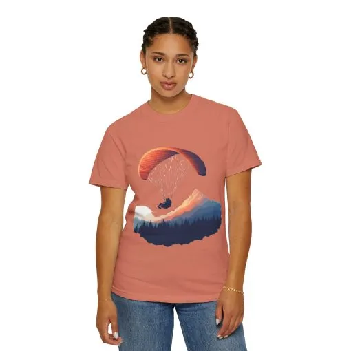 Adventure Awaits Unisex Garment-Dyed T-shirt - Paragliding and Mountain Design - Image 12