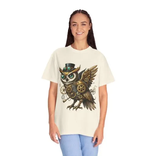 Steampunk Owl Unisex Garment-Dyed T-Shirt - Image 12