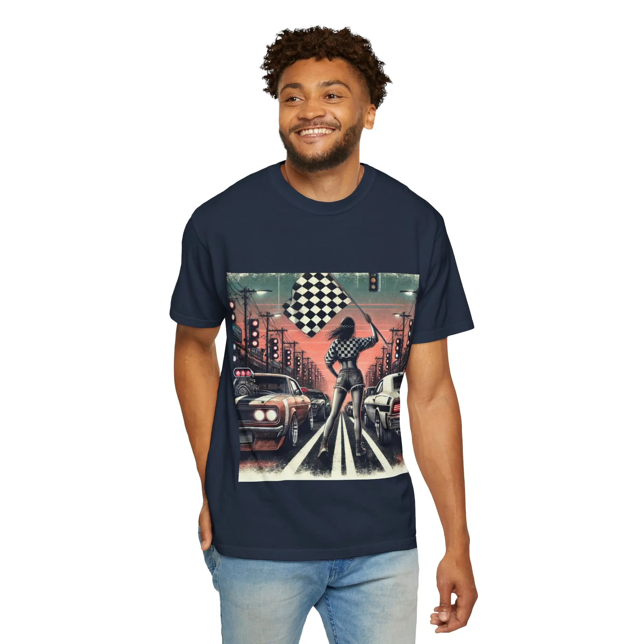 Retro Racing Flag T-Shirt - Unisex Garment-Dyed Tee for Car Enthusiasts - Image 20
