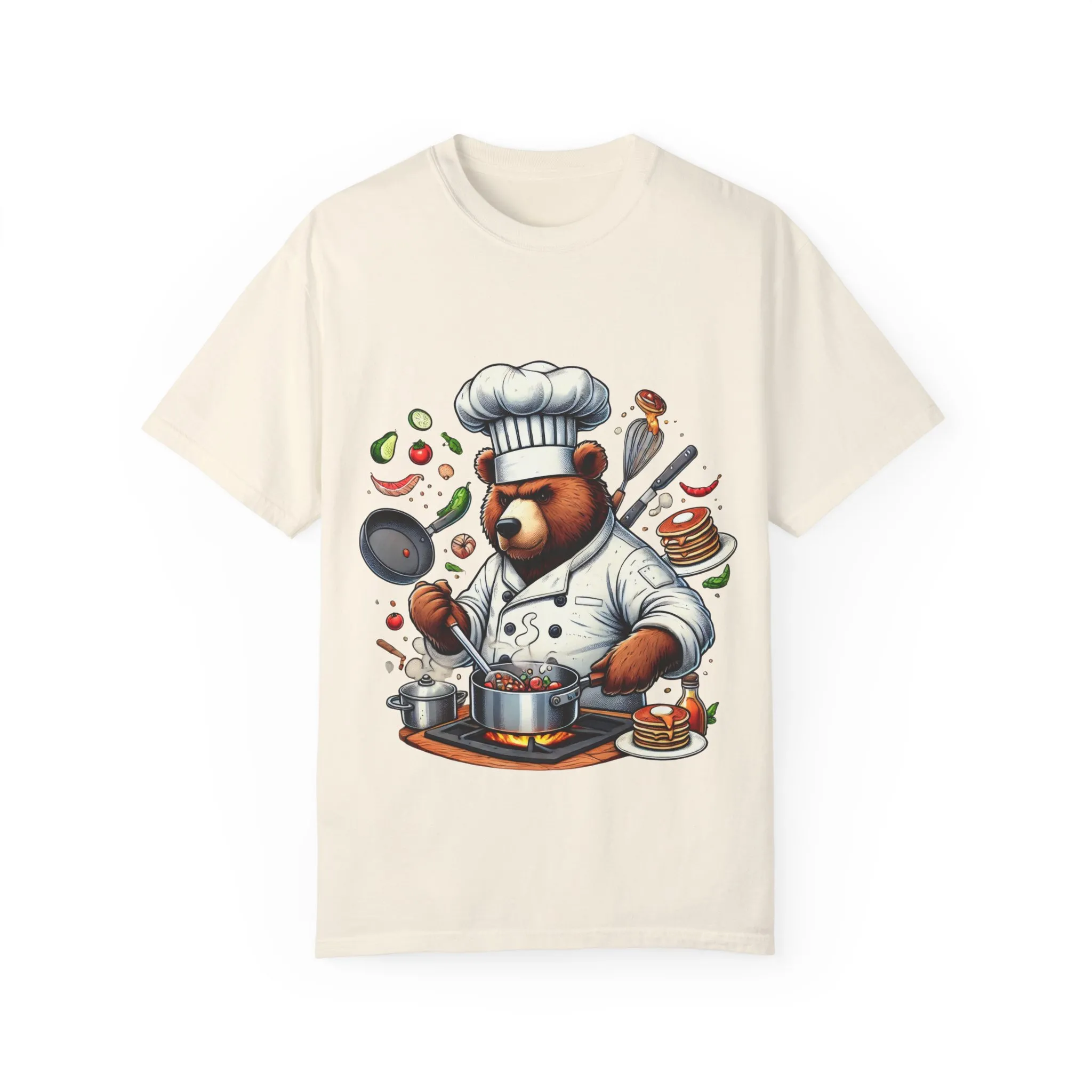 Chef Bear Unisex Garment-Dyed T-Shirt - Perfect for Cooking Lovers and Foodies - Image 9