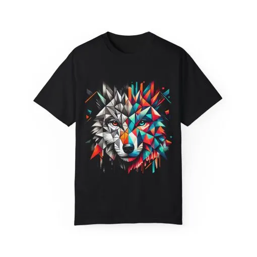 Vibrant Wolf Design Unisex Garment-Dyed T-Shirt - Colorful Art Tee - Image 24