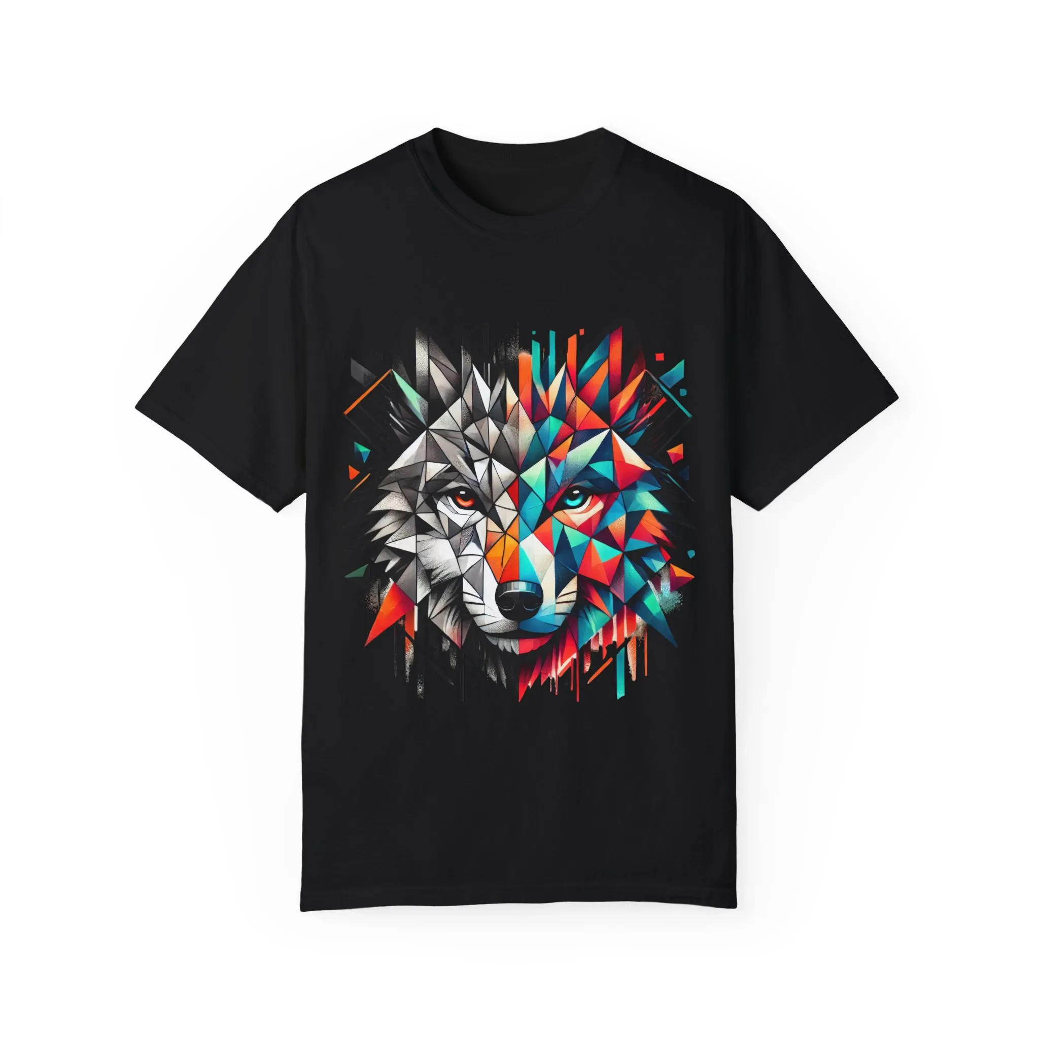 Vibrant Wolf Design Unisex Garment-Dyed T-Shirt - Colorful Art Tee - Image 24