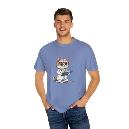 Funny Cat Doctor Unisex Garment-Dyed T-Shirt - Image 42