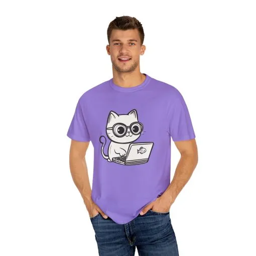 Cute Cat Gamer Unisex Garment-Dyed T-Shirt - Image 31