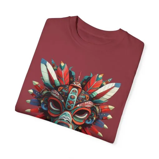 Vibrant Tribal Mask Unisex Garment-Dyed T-Shirt | Unique Festival Fashion - Image 55