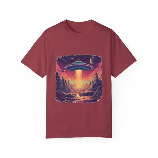Galactic Adventure Unisex T-Shirt - UFO and Cosmic Landscape Design - Image 33