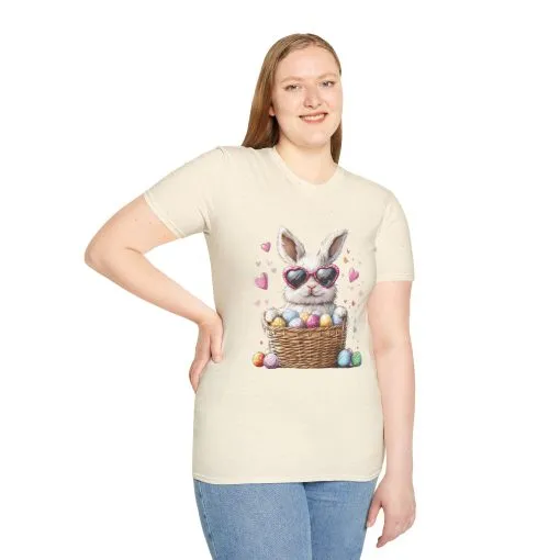 Cute Bunny Easter T-Shirt - Unisex Softstyle Tee with Colorful Egg Design - Image 24