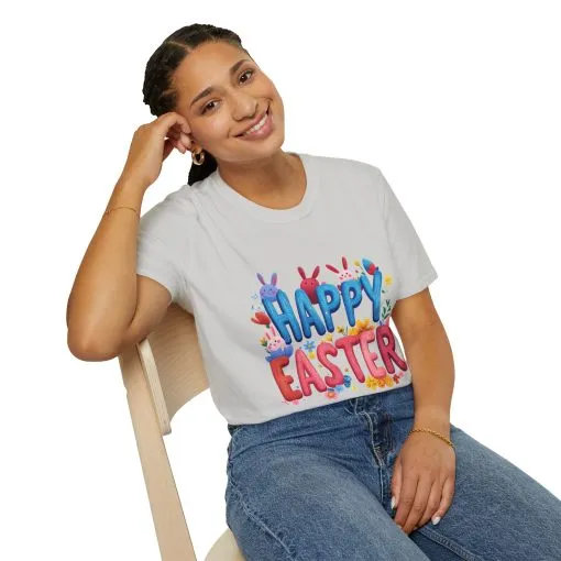 Easter Joy Unisex Softstyle T-Shirt - Spring Floral Design - Image 5