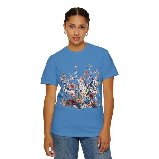 Floral Garden Unisex Garment-Dyed T-Shirt - Nature-Inspired Design - Image 28