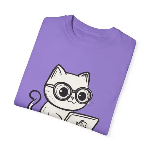 Cute Cat Gamer Unisex Garment-Dyed T-Shirt - Image 30