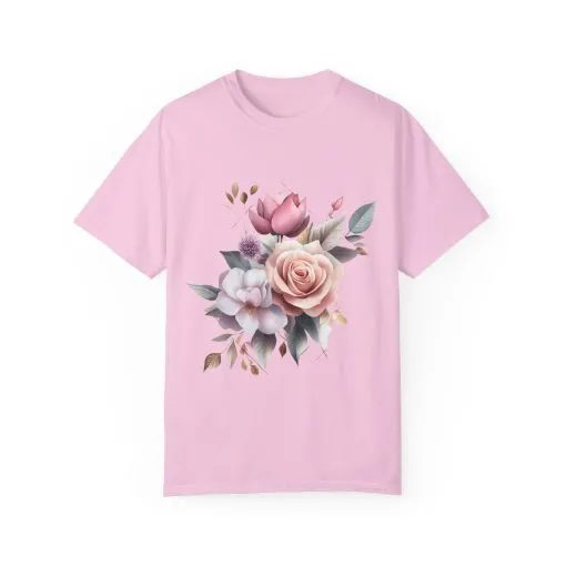 Floral Bouquet Unisex Garment-Dyed T-Shirt - Perfect for Spring Celebrations - Image 21