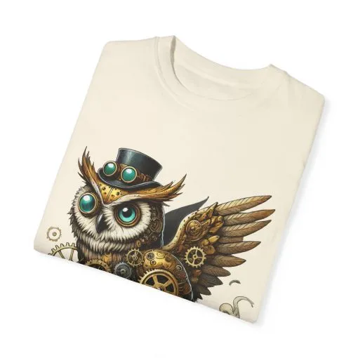 Steampunk Owl Unisex Garment-Dyed T-Shirt - Image 10