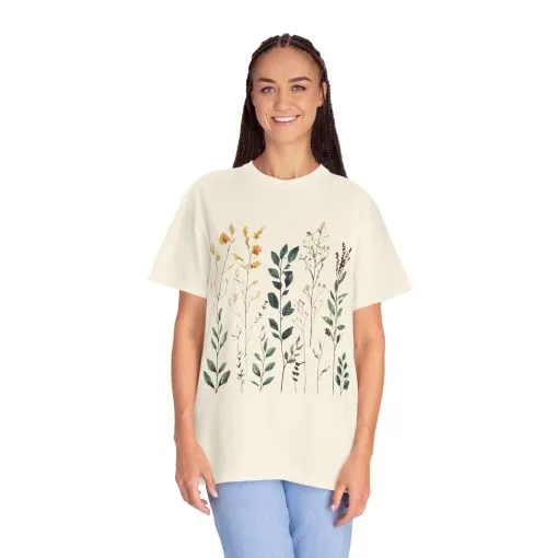 Floral Garden Unisex Garment-Dyed T-Shirt - Nature-Inspired Tee - Image 8