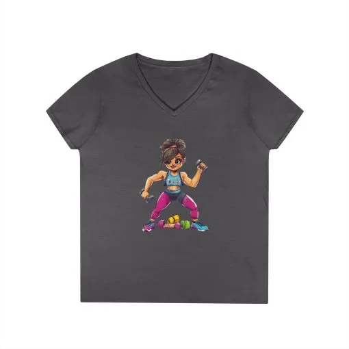 Empowered Fitness Ladies' V-Neck T-Shirt - Motivational Workout Tee - Image 9