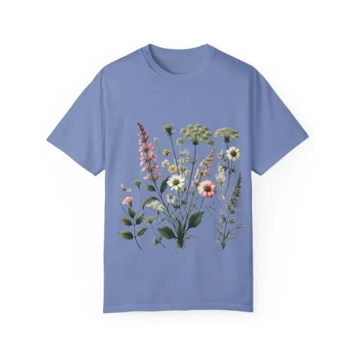 Botanical Print Unisex Garment-Dyed T-Shirt | Eco-Friendly Floral Tee for Nature Lovers - Image 21