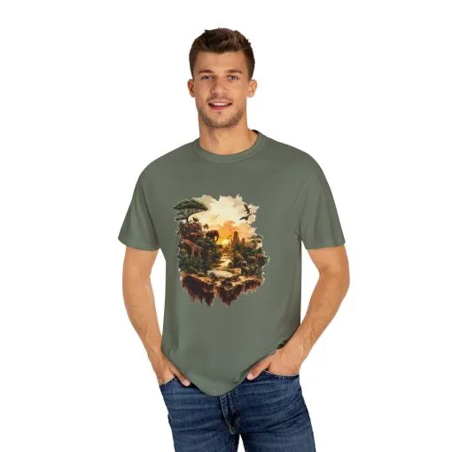 Adventure-Inspired Unisex Garment-Dyed T-Shirt with Nature Scene - Image 15