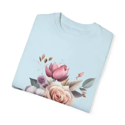 Floral Bouquet Unisex Garment-Dyed T-Shirt - Perfect for Spring Celebrations - Image 10