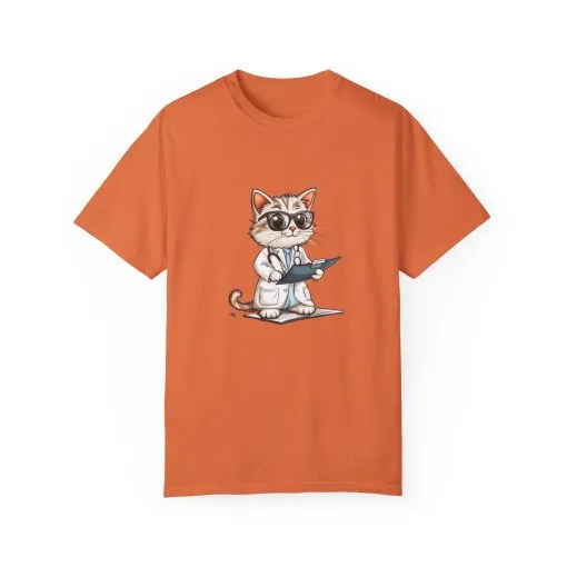 Funny Cat Doctor Unisex Garment-Dyed T-Shirt - Image 28