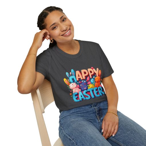 Happy Easter Unisex Softstyle T-Shirt - Fun Spring Bunny Design - Image 25