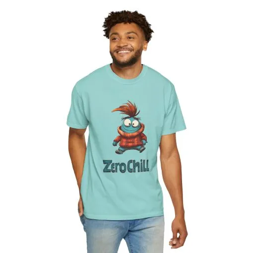 Unisex Garment-Dyed T-Shirt - 'Zero Chill' Fun Character Design - Image 12