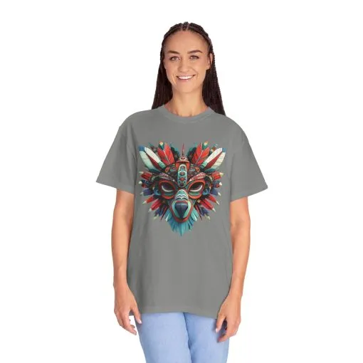 Vibrant Tribal Mask Unisex Garment-Dyed T-Shirt | Unique Festival Fashion - Image 34