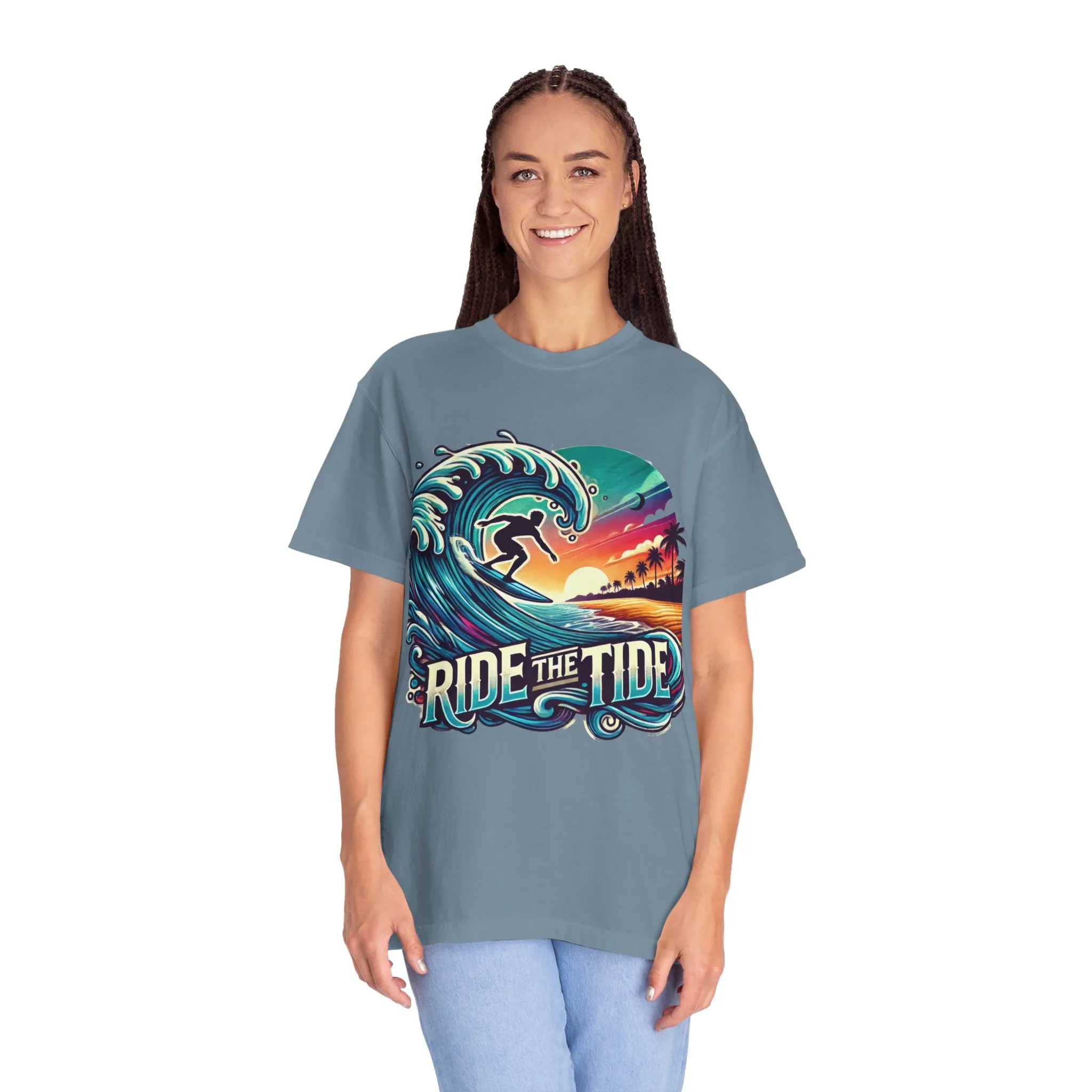 Ride the Tide Unisex Garment-Dyed T-shirt - Surfing Inspired Graphic Tee - Image 24