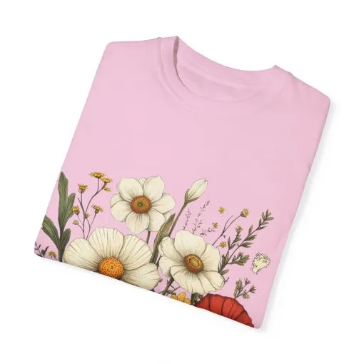 Floral Garden Unisex T-Shirt - Vintage Style Flower Design - Image 42