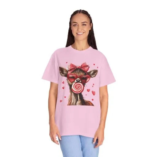 Cute Valentine’s Day Deer T-Shirt - Garment-Dyed Unisex Tee with Heart Design - Image 40