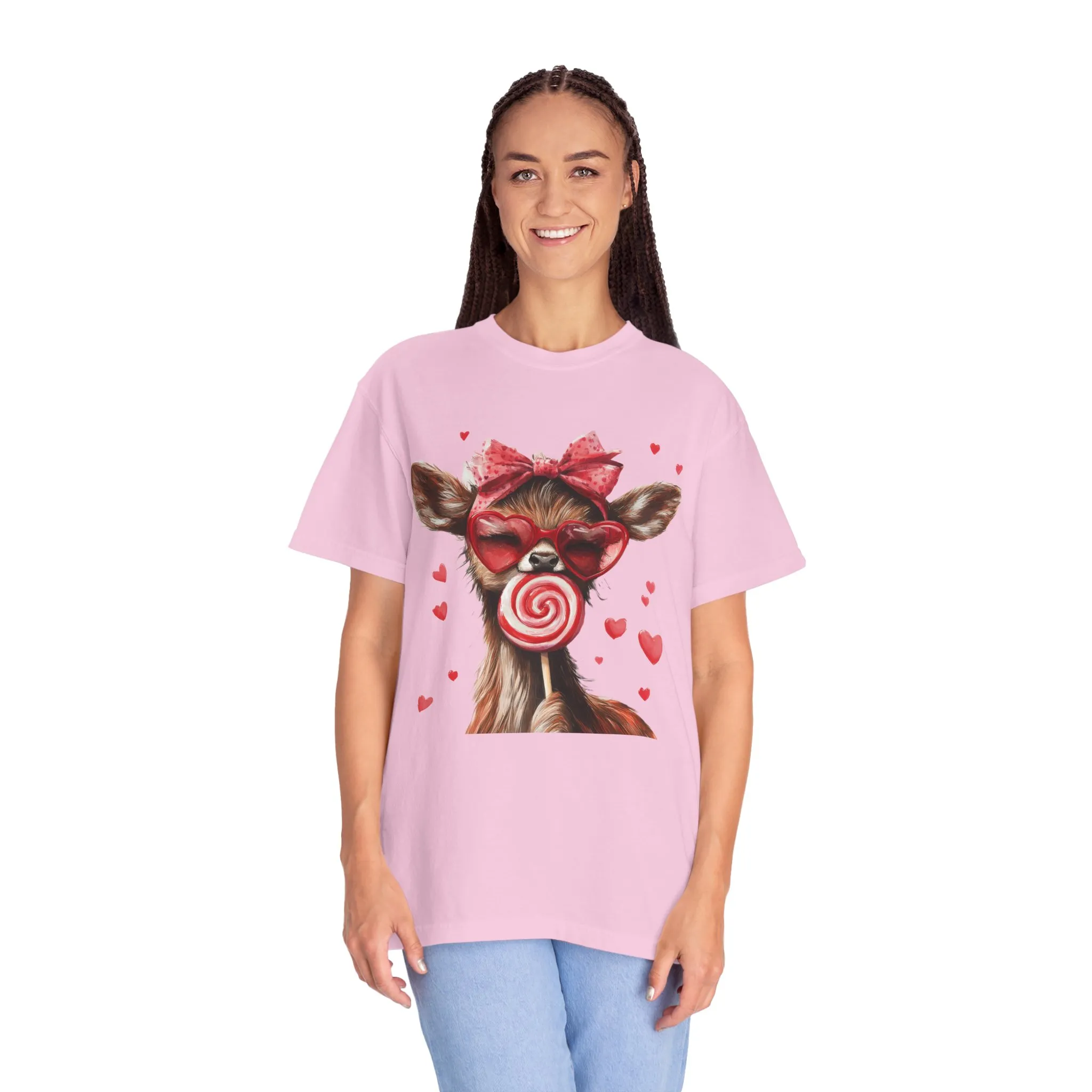 Cute Valentine’s Day Deer T-Shirt - Garment-Dyed Unisex Tee with Heart Design - Image 40