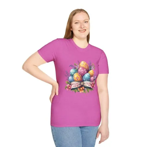 Easter Floral Eggs Unisex Softstyle T-Shirt - Image 55