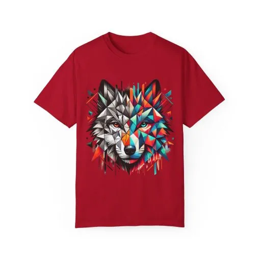 Vibrant Wolf Design Unisex Garment-Dyed T-Shirt - Colorful Art Tee - Image 32