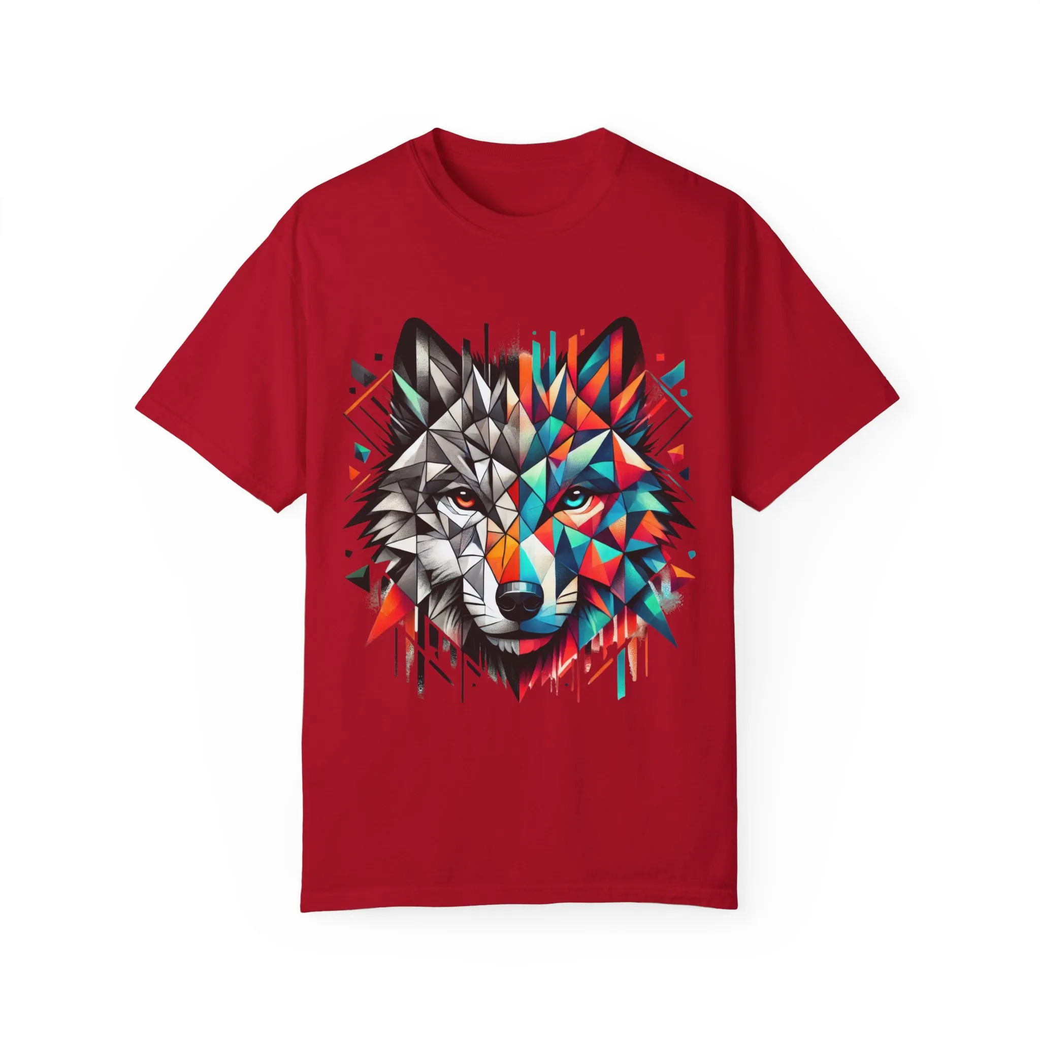 Vibrant Wolf Design Unisex Garment-Dyed T-Shirt - Colorful Art Tee - Image 32