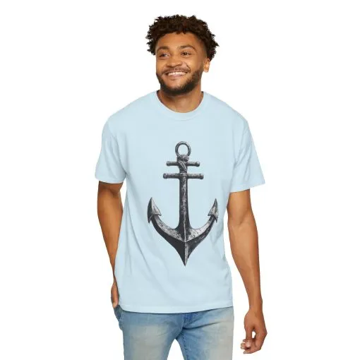 Nautical Anchor Unisex Garment-Dyed T-shirt | Casual Marine Style Wear - Image 24