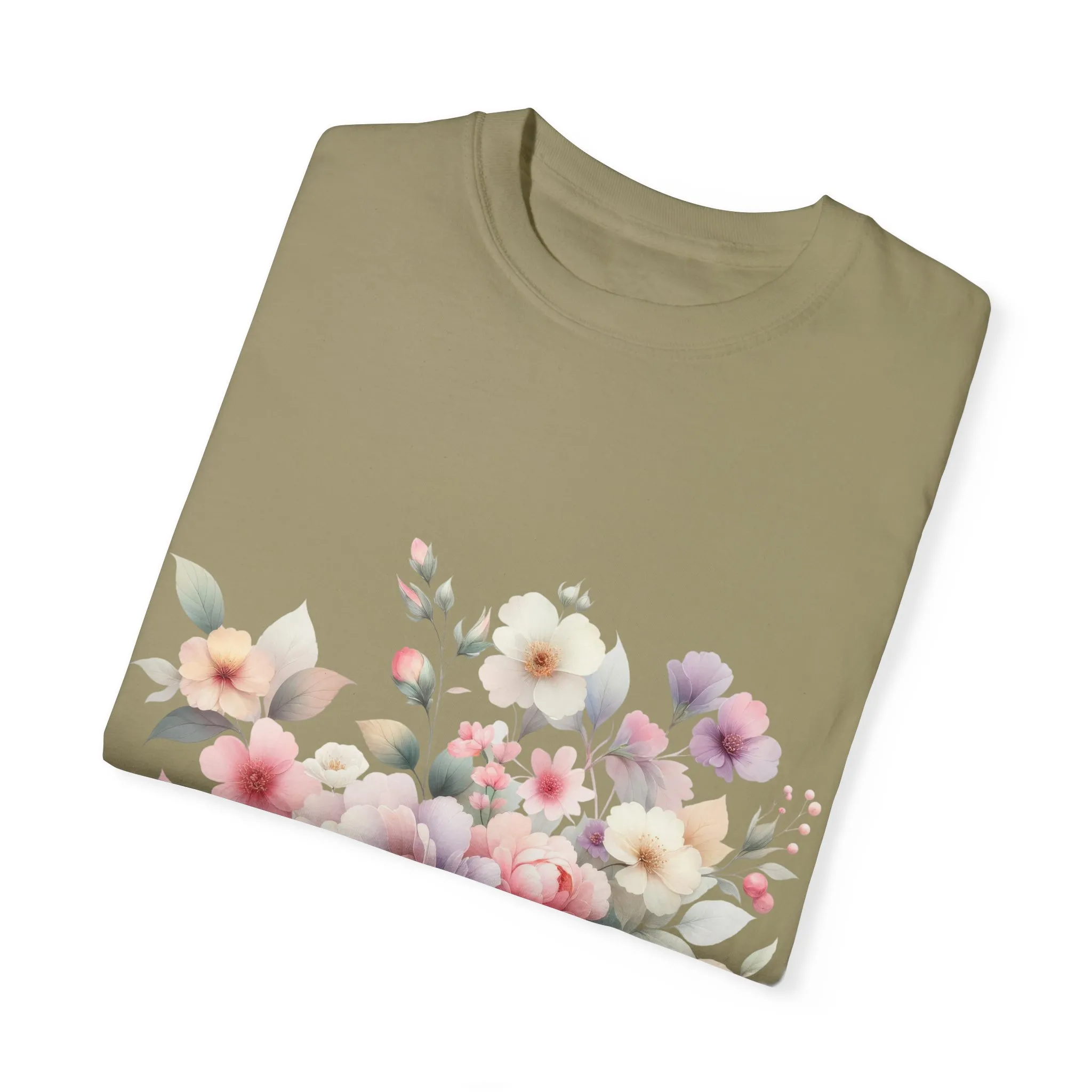 Floral Bliss Women's Garment-Dyed T-Shirt – Perfect for Spring Celebrations and Everyday Wear - Image 18