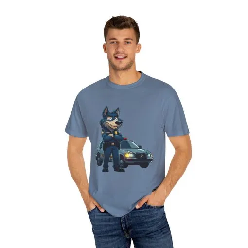 Cute Cartoon Police Dog T-Shirt - Unisex Garment-Dyed Tee - Image 15