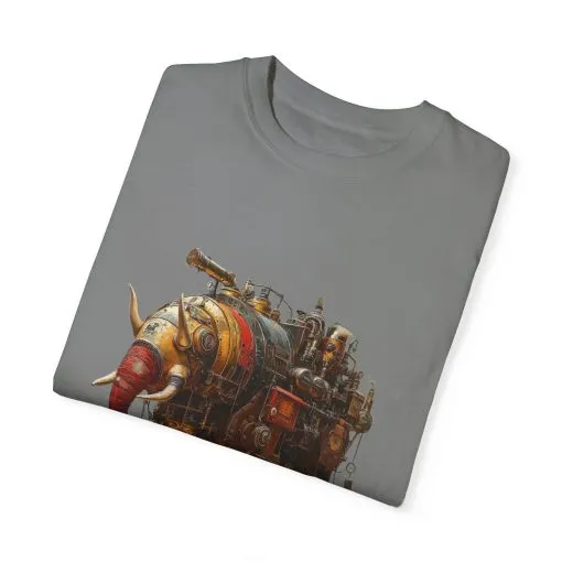 Vintage Steampunk Elephant T-Shirt - Unisex Garment-Dyed Tee - Image 18
