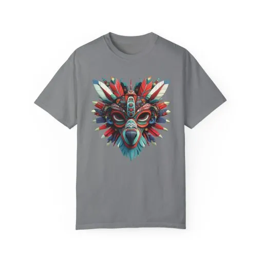 Vibrant Tribal Mask Unisex Garment-Dyed T-Shirt | Unique Festival Fashion - Image 11
