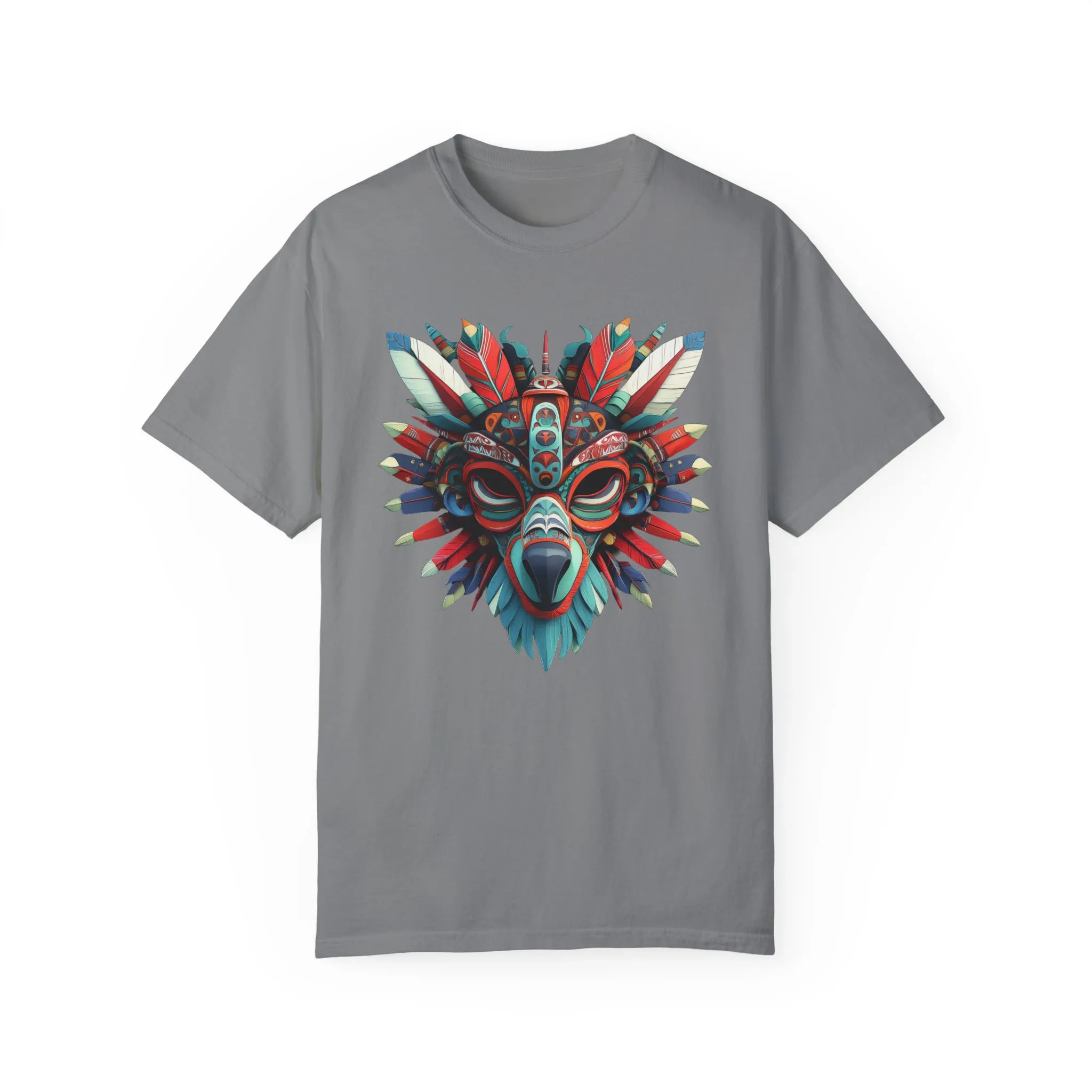 Vibrant Tribal Mask Unisex Garment-Dyed T-Shirt | Unique Festival Fashion - Image 11