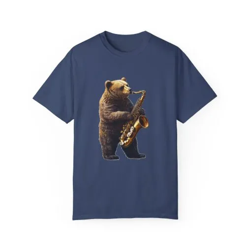 Jazz Bear Unisex Garment-Dyed T-Shirt - Image 33