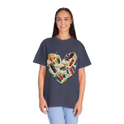 Book Lover's Heart Unisex Garment-Dyed T-Shirt - Image 27